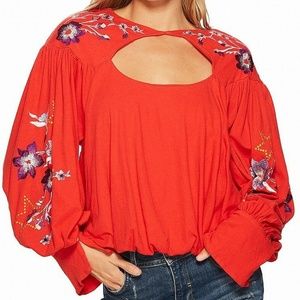 Red Free People Blouse